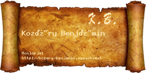Kozáry Benjámin névjegykártya