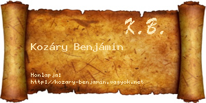 Kozáry Benjámin névjegykártya